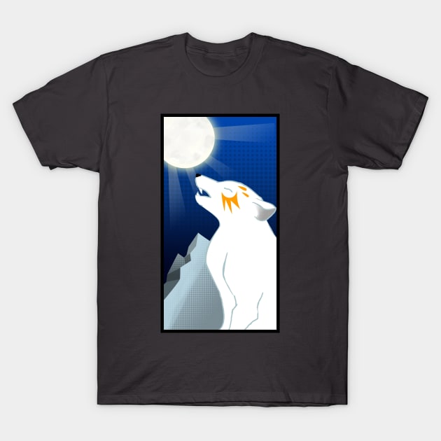 WOLF HOWLING TO THE MOON T-Shirt by droidmonkey